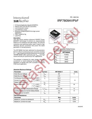 IRF7809AVPBF datasheet  
